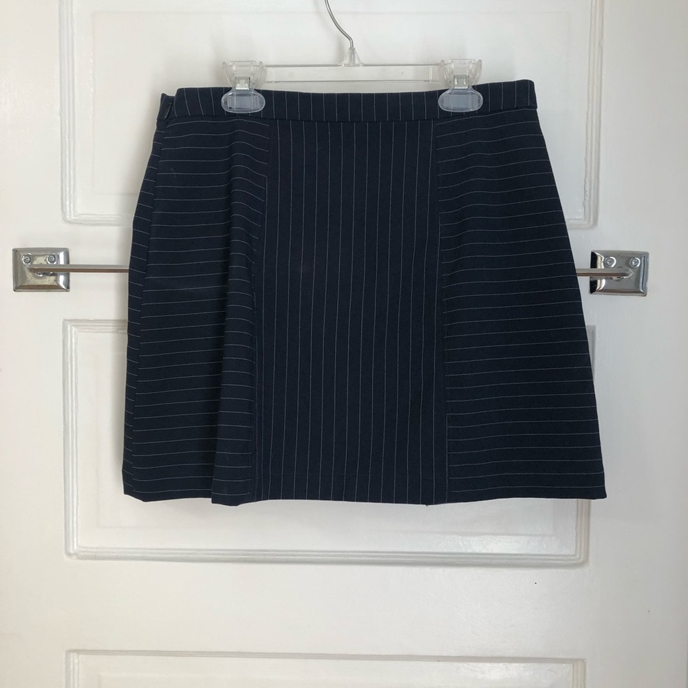 Navy Pinstriped Skirt